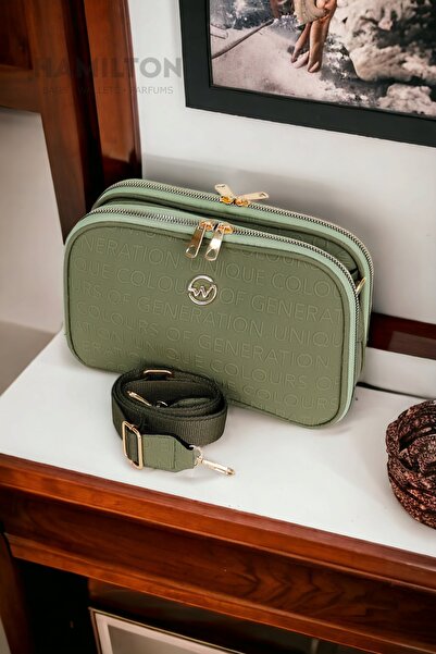 HAMILTON Orijinal Kadın Yeşil Renk Çok Gözlü Çapraz Ayarlanabilir Askılı Yazı...