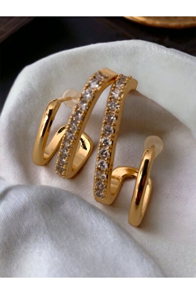 AA Jewelry Zirkon Taşlı 2 Pençe Çelik Küpe