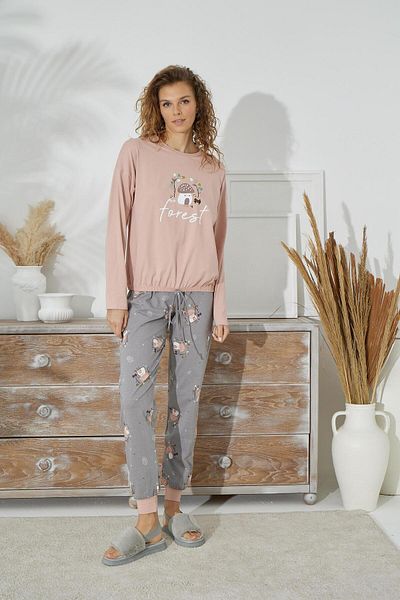 Sevim Set pijamale cu mânecă lungă pentru femei, somon C1T5N1O98
