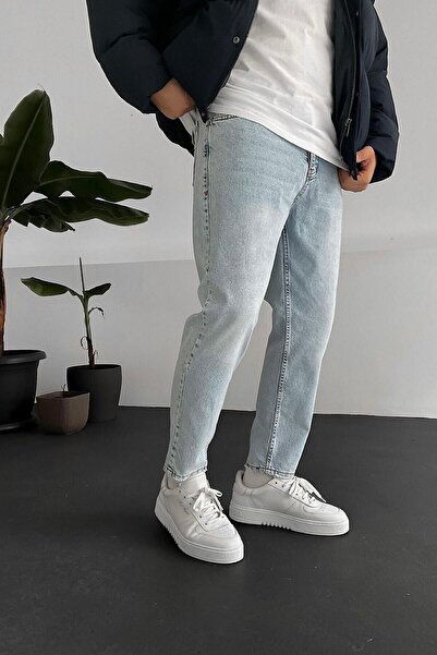 NO61 MAN بنطال جينز أزرق ثلجي قابل للغسل من Boyfriend Acid