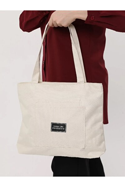 ACELEYOLLA The Tote Bag Işlemeli Kanvas Kumaş Kadın Kol Ve Omuz Çantası