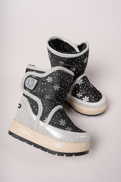 Riccon Qiggil Kids Snow Boots001270 Glitter με μαύρο σχέδιο