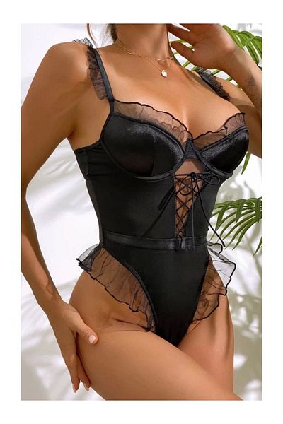 For Dreams 8417 Body cu detalii din tul fantezie