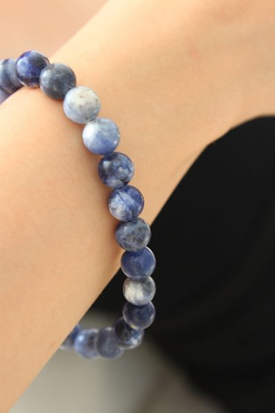Crystalclem Sodalite Natural Stone Bracelet 8mm Throat Chakra