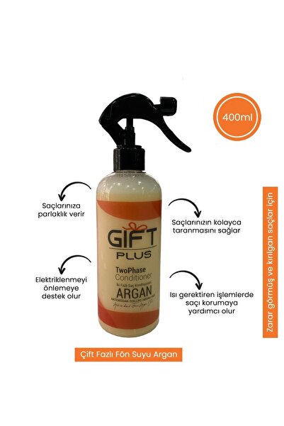 gift plus Çift Fazlı Argan Turuncu Fön Suyu 400 Ml