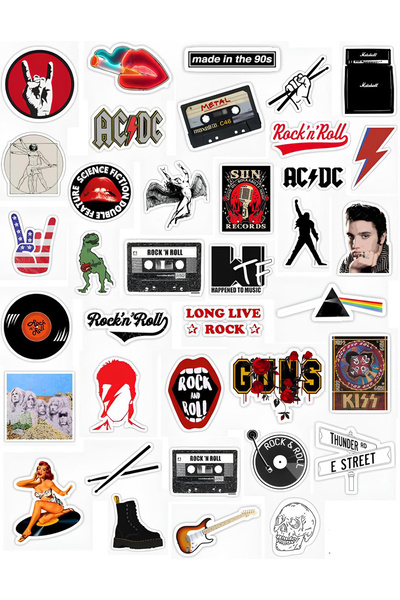 BK Design Rock Sticker Telefon Laptop Notebook Tablet Defter Matara Stiker Et...