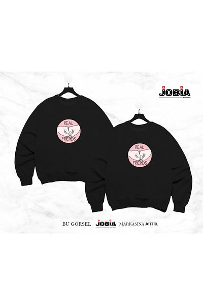 Jobia Outdoors Unisex Real Friends Real Friends Φούτερ με στάμπα Lover Combination Φούτερ 3 κλωστών Σετ 2 τεμαχίων