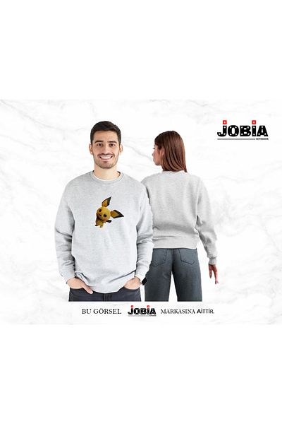 Jobia Outdoors Pikachu Jigglypuff Printed Lover Couple Φούτερ με λαιμόκοψη με 3 νήματα, σετ 2 τεμαχίων