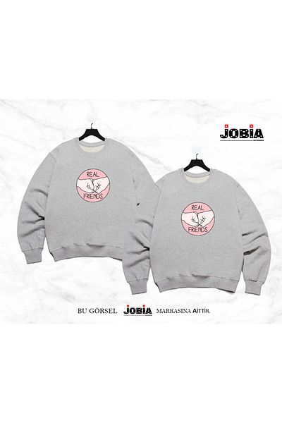 Jobia Outdoors Unisex Real Friends Real Friends Φούτερ με στάμπα Lover Combination Φούτερ 3 κλωστών Σετ 2 τεμαχίων