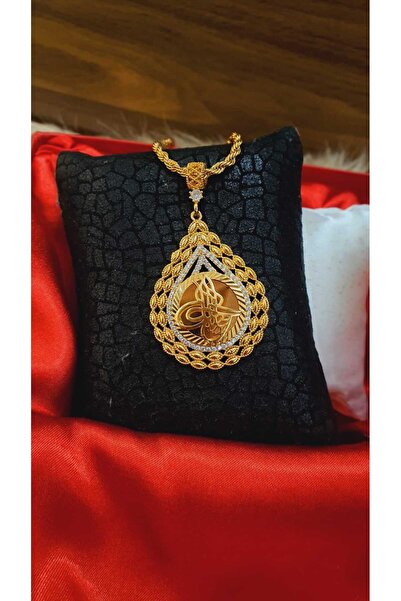 barisiva gold 22 ayar altın kaplama Tuğralı kolye 60 cm zinciriyle birlikte