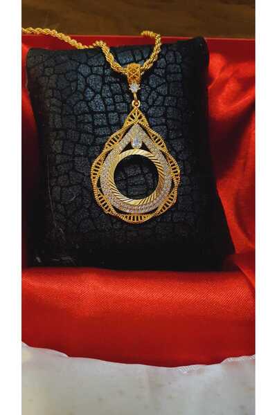 barisiva gold 22 ayar altın kaplama çeyrek takılan kolye 60 cm zinciriyle birlikte