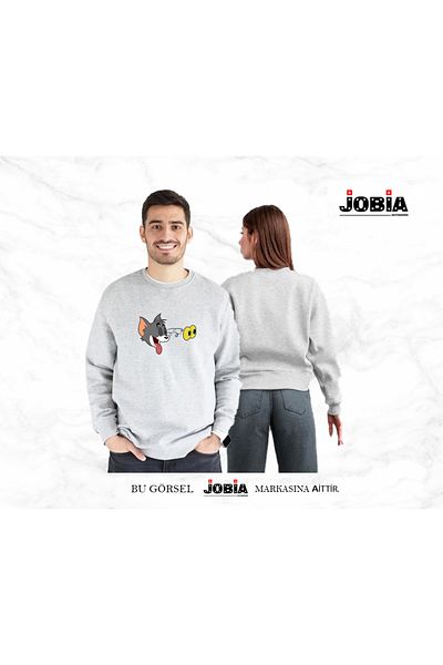 Jobia Outdoors Unisex Φούτερ με στάμπα Tom And Jerry Eye Lover Couple Combination Φούτερ 3 κλωστών Σετ 2 τεμαχίων