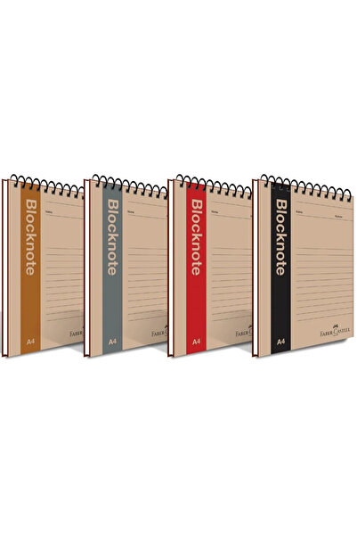 Faber Castell 4 Pieces A5 Spiral Blocknote Notebook 80 pp. Unlined Set of 4