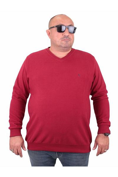 Starbattal Plus Size Thessaloniki V-Neck Classic Sweat 23201 Claret Red