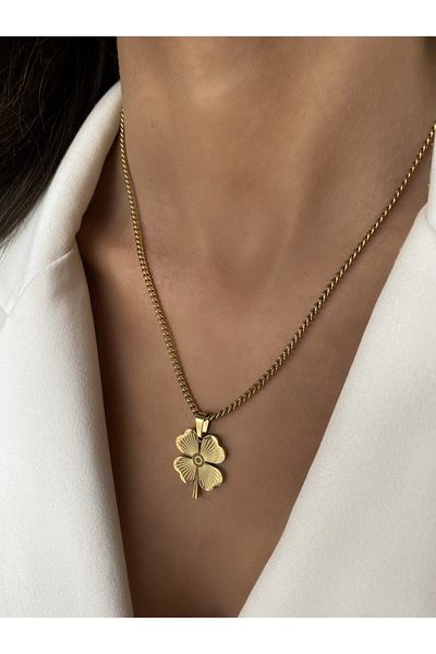 Âlâ Atelier No Tarnish, No Fade Clover Steel Necklace Gold