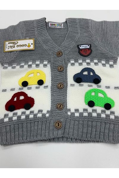gogo bici Boy's Knitwear Cardigan with Trolley AEÇTH4045