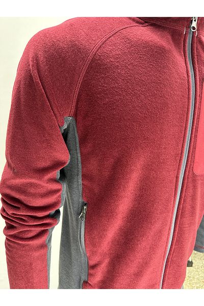 NJM Ανδρικό φούτερ από Fleece Claret Red Standard Fit με φερμουάρ με 3 τσέπες για εξωτερικό γιακά