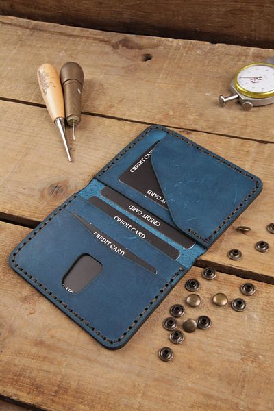 New Coast Leather 1900's Γνήσιο & Γνήσιο Δερμάτινο Χειροποίητο Τυρκουάζ Ανδρική Κάρτα