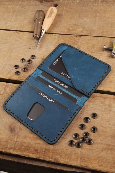 New Coast Leather 1900's Γνήσιο & Γνήσιο Δερμάτινο Χειροποίητο Τυρκουάζ Ανδρική Κάρτα