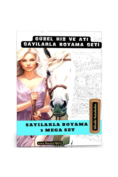 Enine Boyuna Eğitim مجموعة الرسم بالأرقام (الفتاة الجميلة والحصان)