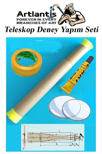 Artlantis Basit Teleskop Yapım Seti 1 Paket Teleskop Deney Seti Silindir Karton Mercek Okul Sınıf Etkinlik
