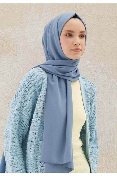 Levidor Women's Plain Medina Silk Light Blue Shawl