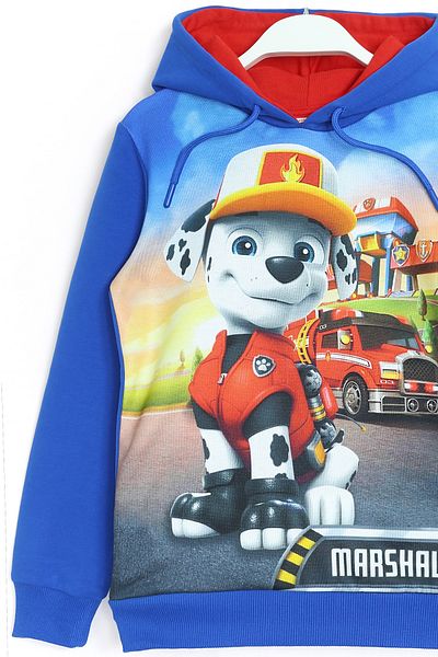 DobaKids Hanorac cu glugă cu mânecă lungă pentru băiat, cu imprimeu 3D, Paw Patrol, Saks