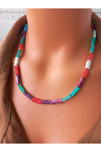ZeynDesign Varasit Mix Natural Stone Trendy Necklace
