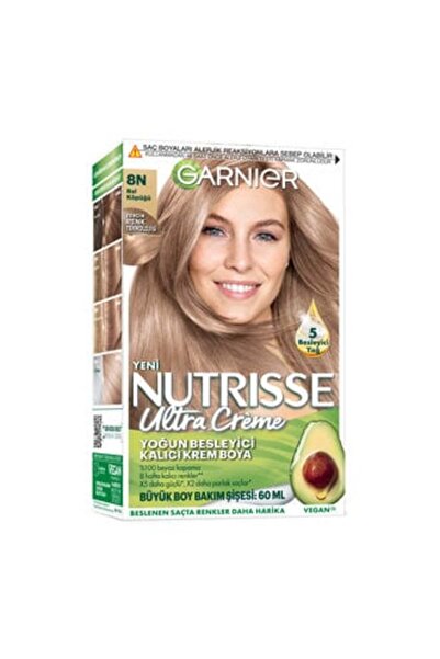 Garnier ( KİL MASKESİ HEDİYE ) Garnier Nutrisse Ultra Saç Boyası -8N Bal Köpü...