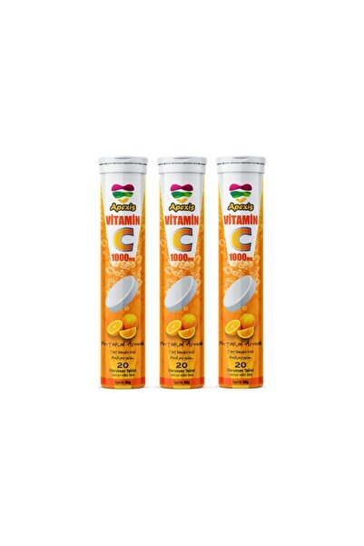 Apexis Vitamin C 1000 Mg 20 Efervesan Tablet 3'lü Paket