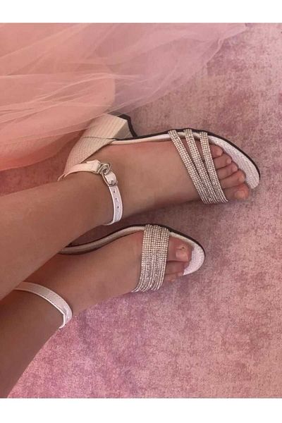 LZ SHOES Rochie de seara cu detaliu din piatra cu trei benzi Tocuri pentru copii