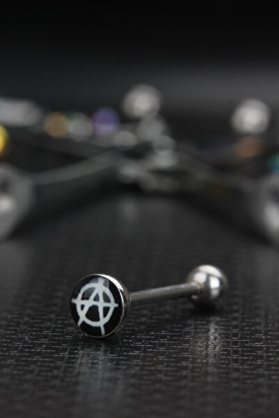 depozoom Cerrahi Çelik Anarşi Dil Piercing 18 Mm
