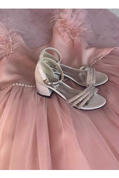 LZ SHOES Üç Bant Taş Detaylı Abiye Çocuk Topuklu