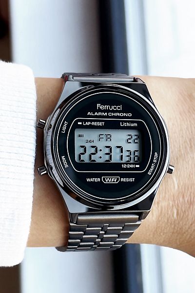 Ferrucci Steel Strap 3 Atm Waterproof Smoked Color Unisex Digital Original Wristwatch FRE2005C3