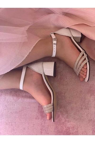 LZ SHOES Rochie de seara cu detaliu din piatra cu trei benzi Tocuri pentru copii