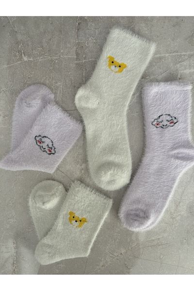 Sky Socks 2-Piece Plush Winter Soft Wool Scented White-lilac Sleeping Socks