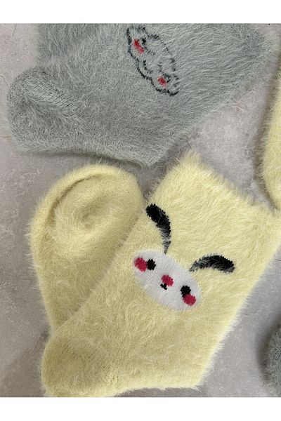Sky Socks Комплект от 2 плюшени зимни меки вълнени ароматизирани жълто-зелени чорапи за сън