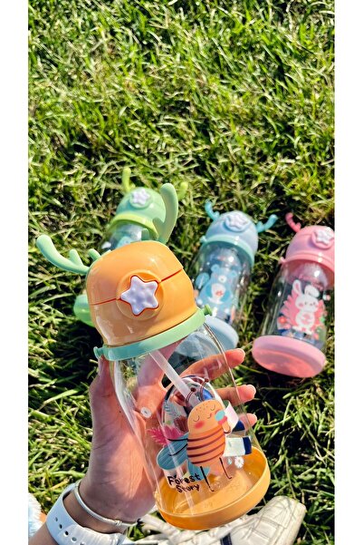 Levn Home زجاجة مياه للأطفال 500 مل، زجاجة مياه للأطفال على شكل غزال، زجاجة م...