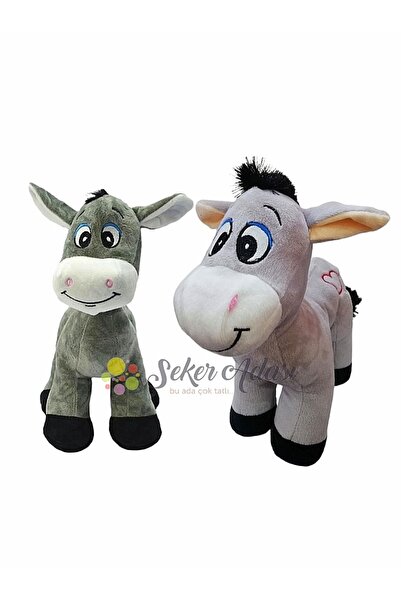 Şeker Adası Double 28 cm Cute Plush Donkey with Toy Puppy - Sleeping and Play...