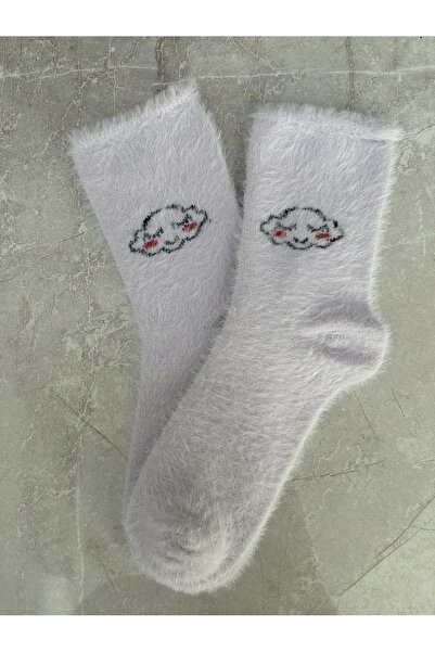 Sky Socks Pachet de 2 șosete de dormit din lână moale de iarnă, parfumate, alb-liliac