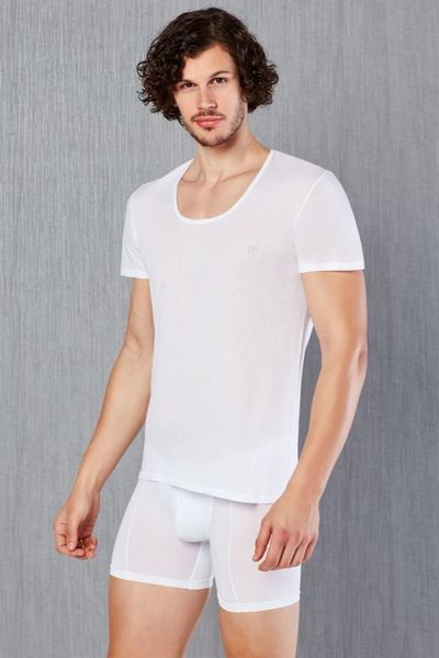 Doreanse Deep V-Neck White Men's T-shirt - Trendyol
