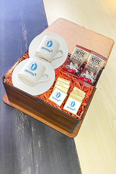 Hediyelen Diş Hekimi Türk Kahvesi Fincanı Ahşap Kutulu Set