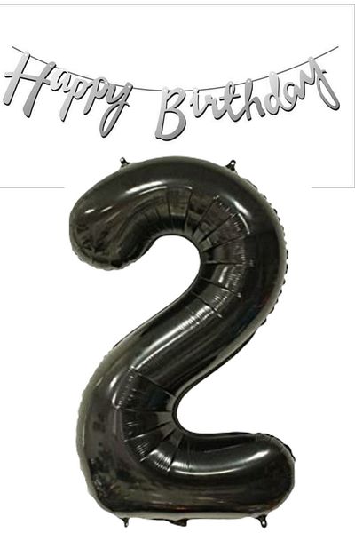 ELGALA Happy Birthday Written Pennant and 2 Numbers Foil Balloon