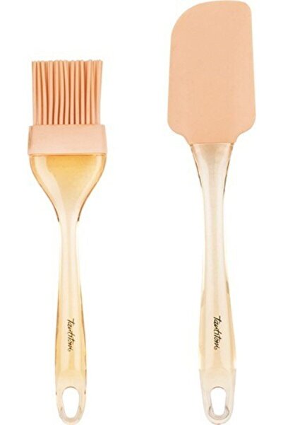 Tantitoni Somon Renkli Silikon Spatula Ve Fırça Seti