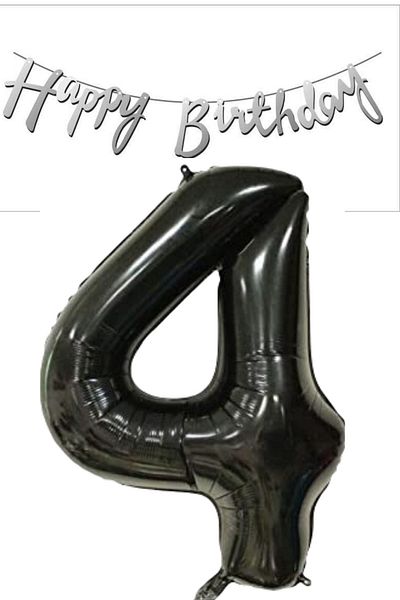 ELGALA Happy Birthday Written Pennant and 4 Numbers Foil Balloon