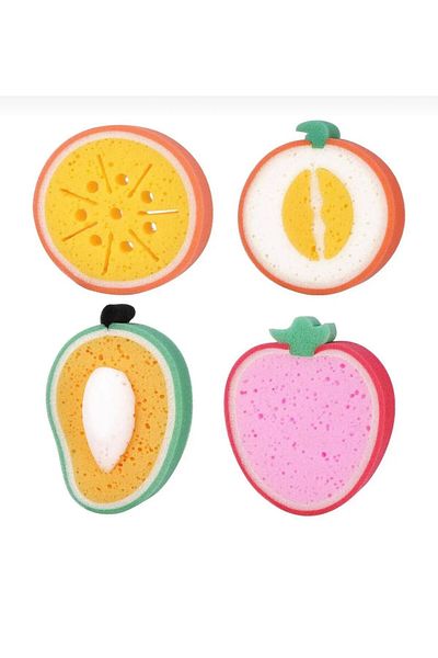 BLUE SİDE 2 Pieces Fruit Shaped Cute Dishwashing Sponge Scrubbing Wiping Soft Cleaning Sponge Brush Dishwashing Set of 4
