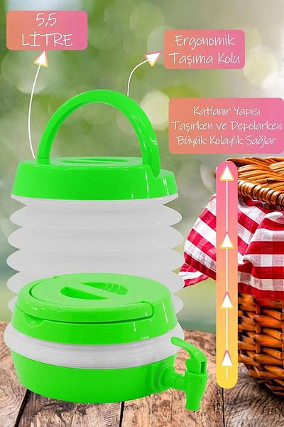 moonlight outdoor Folding Water Canister with Tap Outdoor Accordion Camping Water Bucket Fountain Picnic Demijohn Beverage Bottle