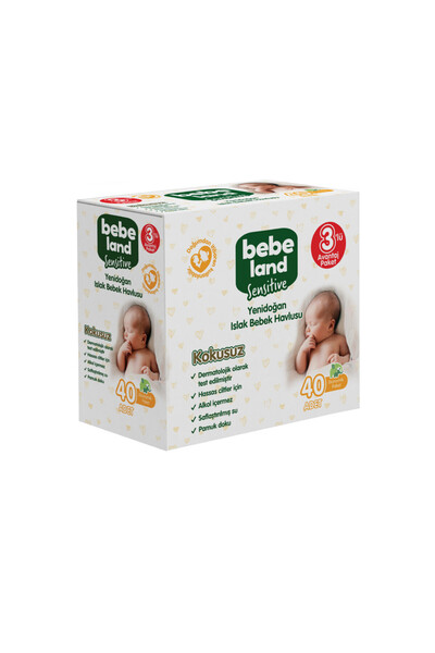 Bebeland Yenidoğan Islak Bebek Havlusu 40*3'lü Avantaj Peket