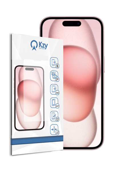 KZY İletişim Apple iPhone 15 ile Uyumlu Temperli Ekran Koruyucu Kırılmaz Cam