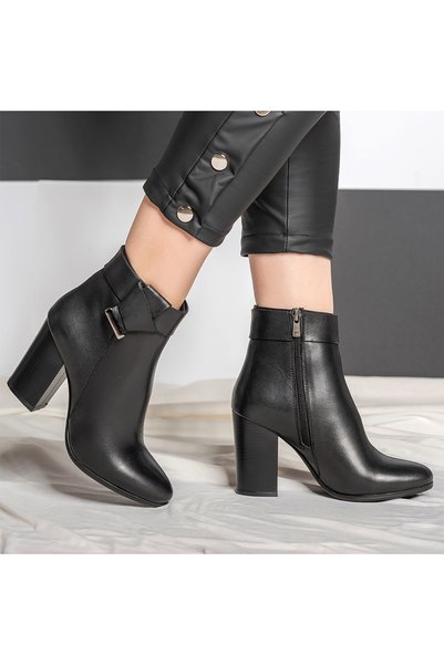 Nemesis Shoes Maston Genuine Leather Women's Heeled Boots Black